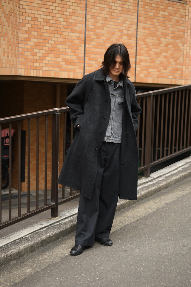 A.PRESSE / Cashmere Melton Long Coat (Charcoal)