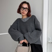 [タンクset]VネックニットPO/チャコールグレー