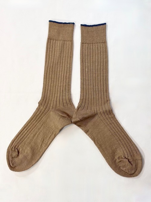yahae・Linen Ribbed Socks・Brown　4-2010-22