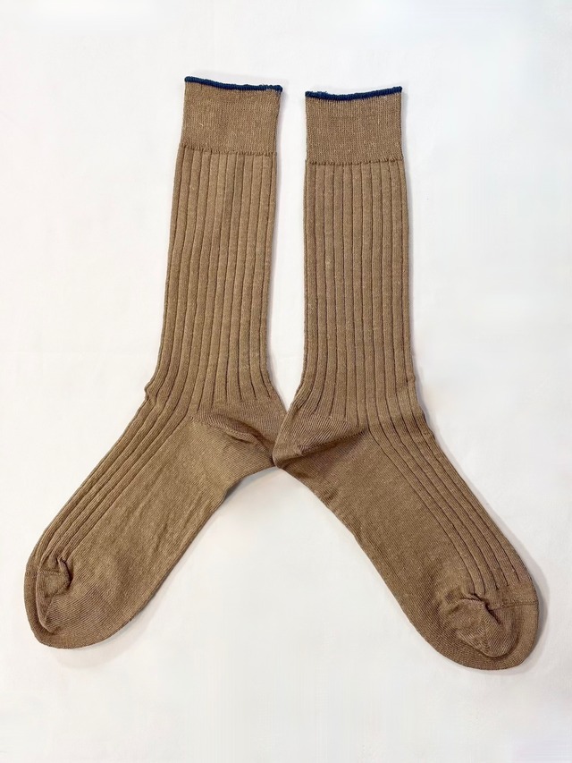 yahae・Linen Ribbed Socks・Brown　4-2010-22