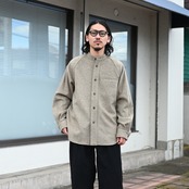 山内(ヤマウチ)、ウォッシュドウールリネンツイル・ツナギパンツ、ウールシャギー・スタンドカラーシャツジャケット