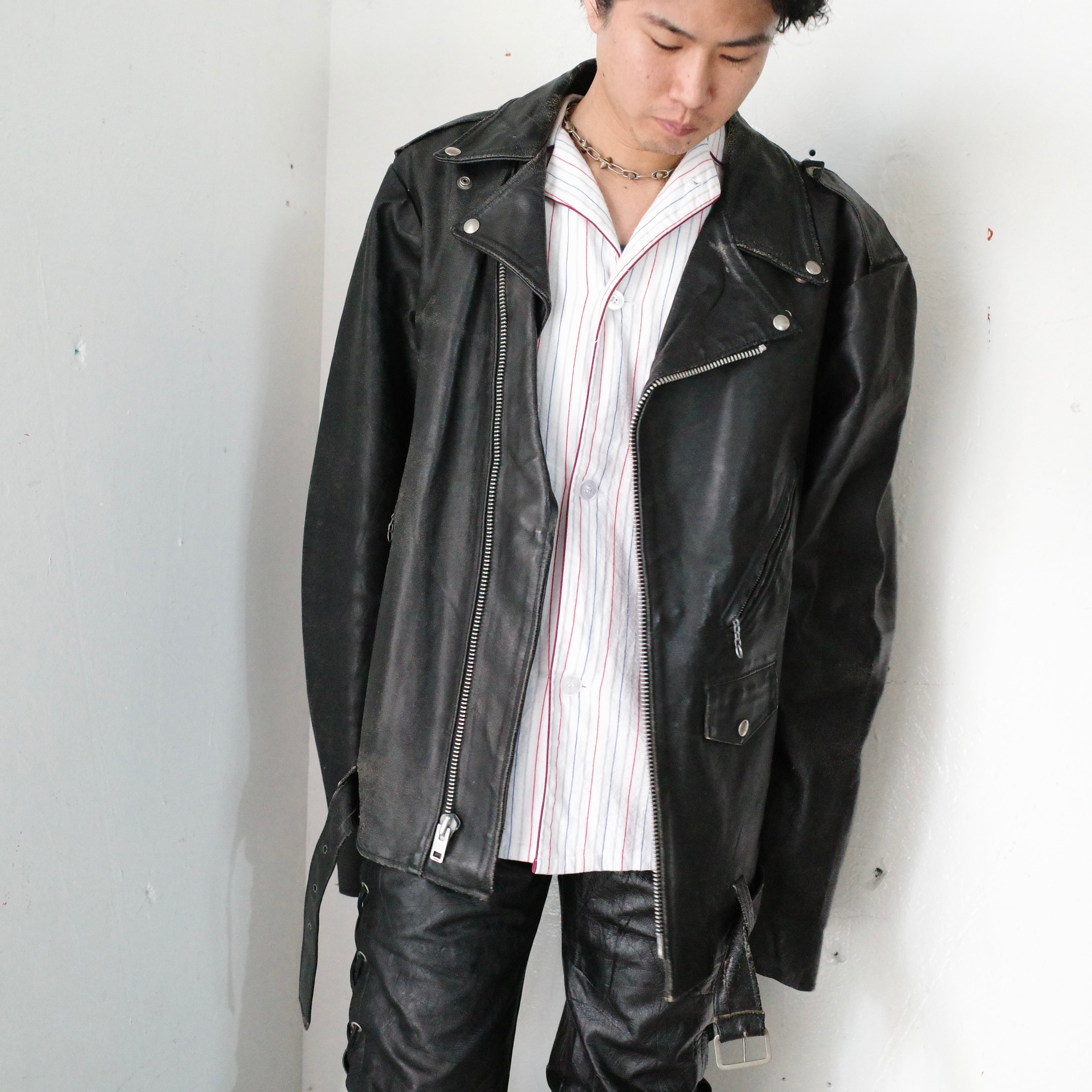 SEARS シアーズ 黒 レザージャケット Lサイズ　美品 Sears “The Leather Shop” Black Riders Jacket | coug（カーグ