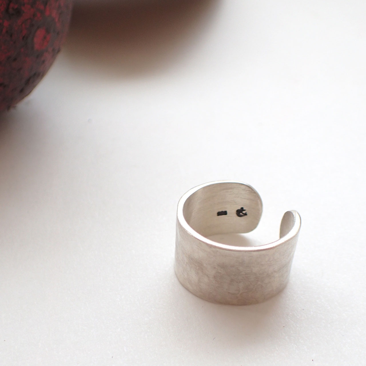 Hammered Flat Open Ring(13mm)　