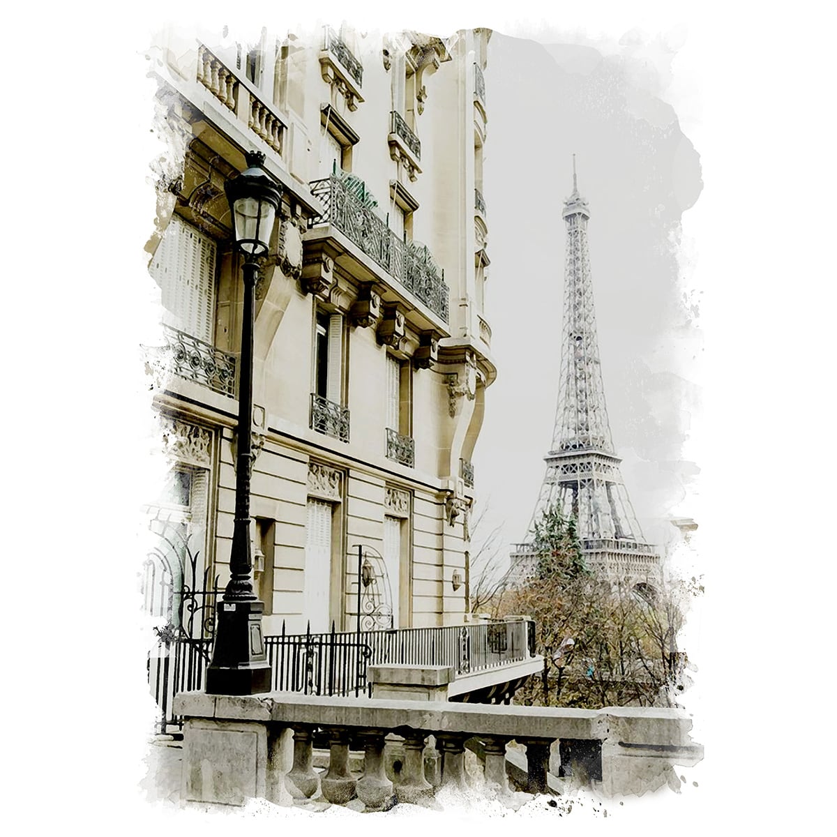1975年 フランス パリ 風景画 分厚かっ 額付き