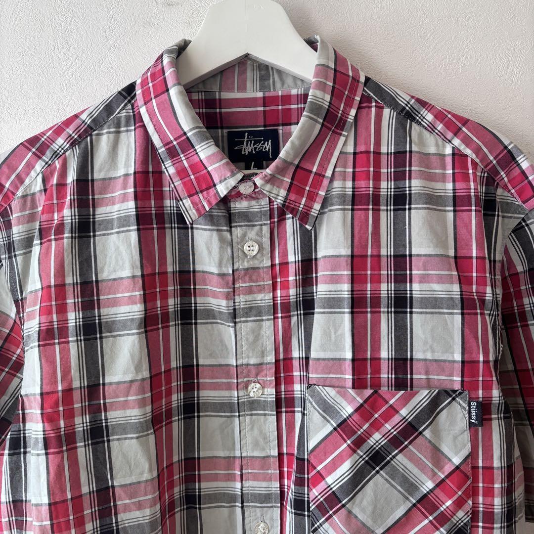 80s old stussy classic check shirt L size | nawona 