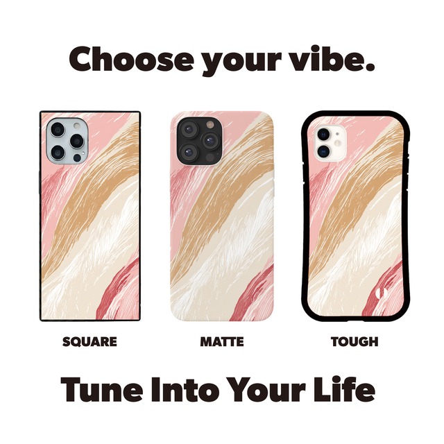 受注生産 iPhoneケース ピンクとベージュのやわらかマーブル｜紙マーブリング MARB055B