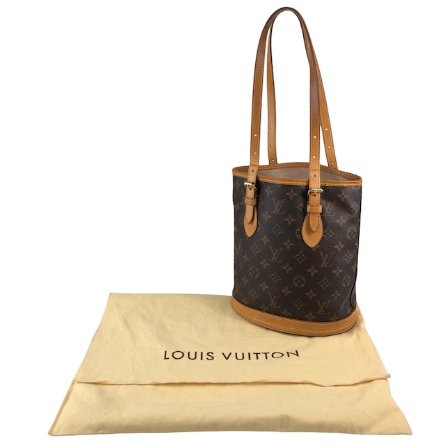 LOUIS VUITTON ルイヴィトン モノグラム ハンドバッグ ブラウン PVC レザー プチバケット M42238 vintage ヴィンテージ オールド wxysxm