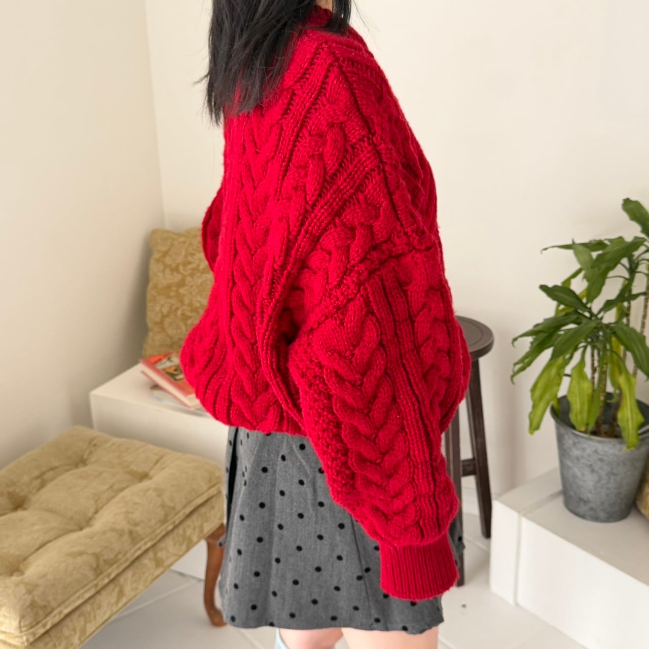 厚手ツイスト三つ編みラウンドネックニットセーター_LN03705N | lanan