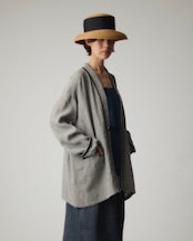【suie】Linen silk lightweight gown/リネンシルクガウン(千鳥ブラック)