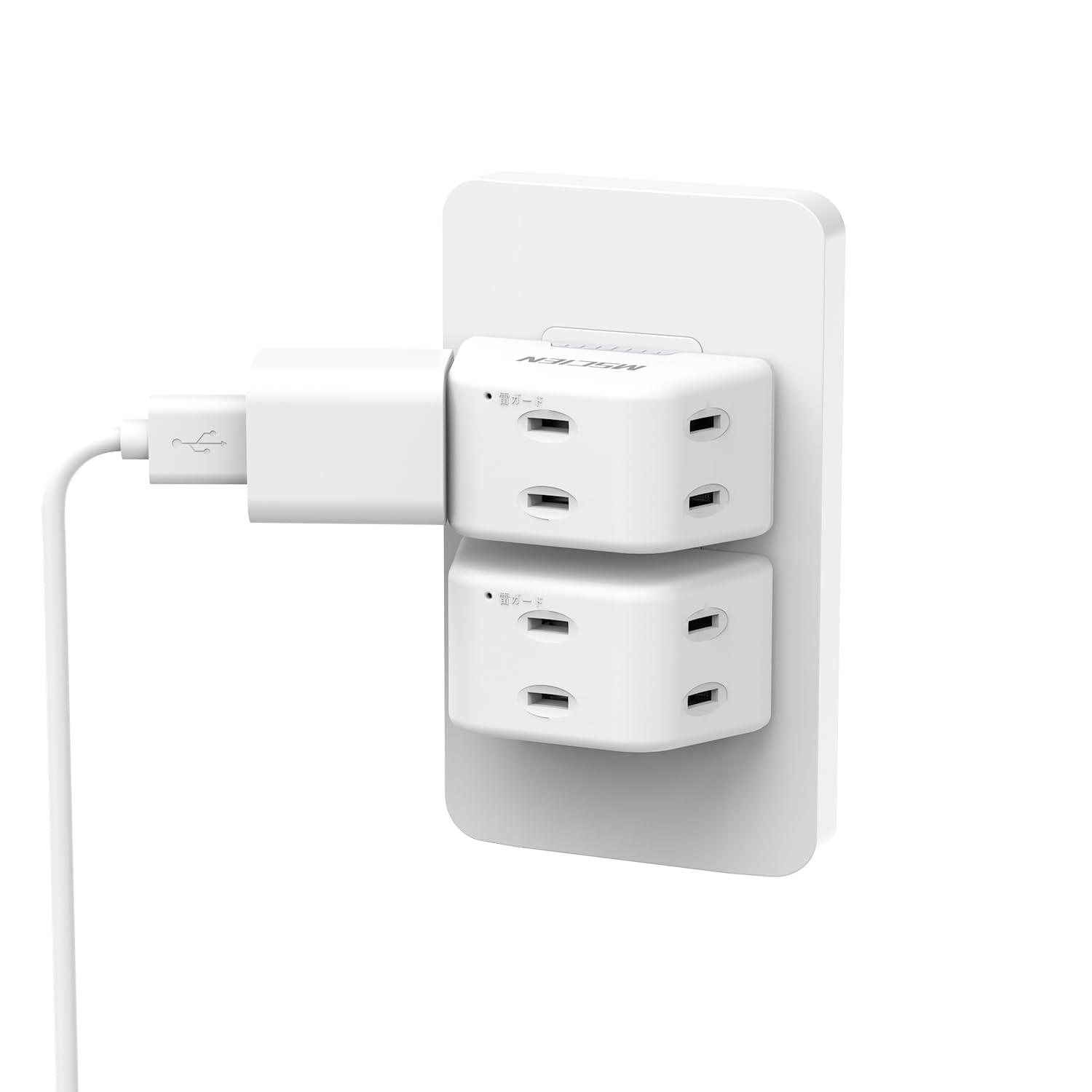【人気】コンセントタップ 2個セット エムサインMscien 電源タップ コンセント 3口 たこあしコンセント 分岐 雷ガード マルチタップ タコ足配線 タコ足コンセント 蛸足コンセント コンパクト