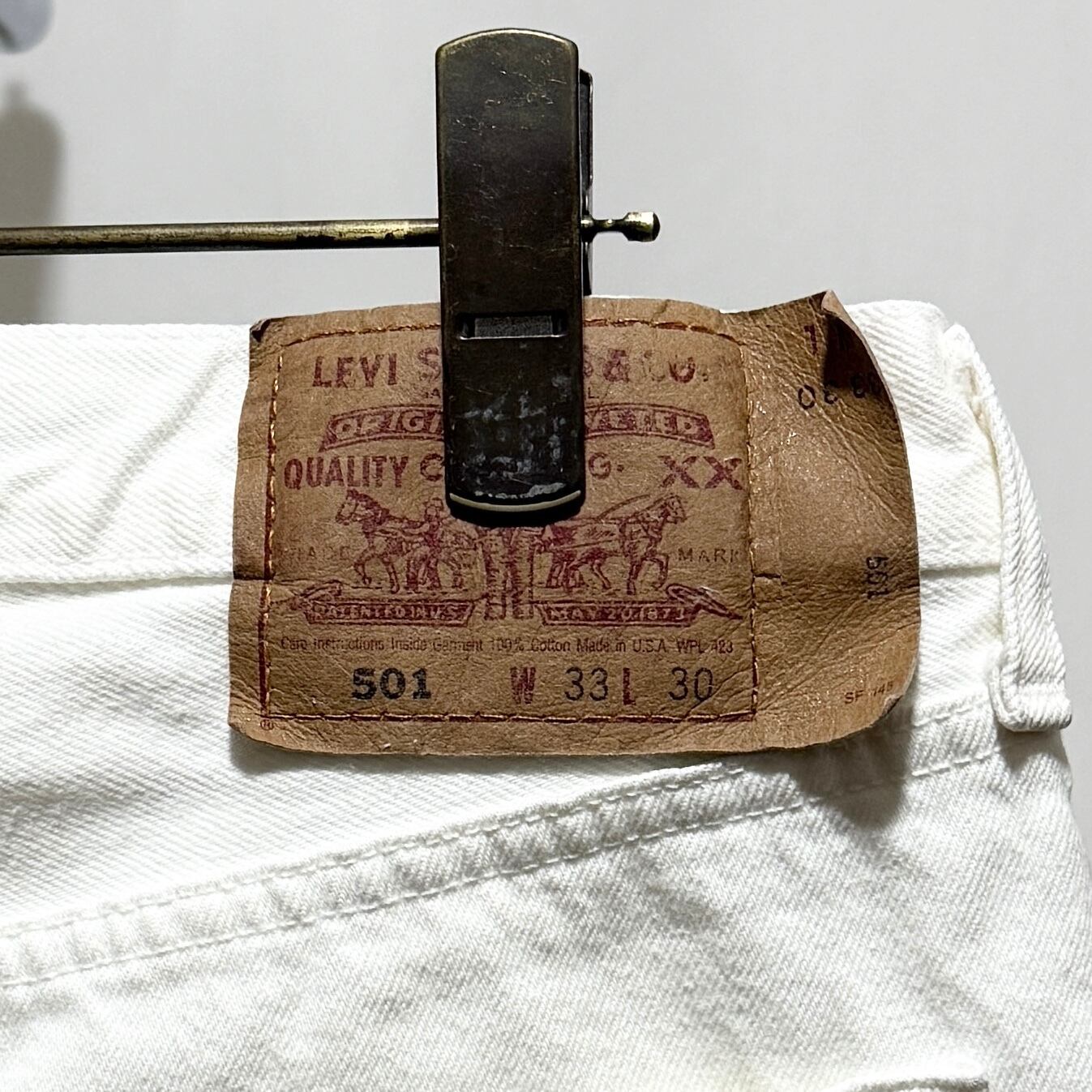 Levi's 501 White Denim Made in USA 98s W33 L30 | IDLS Online