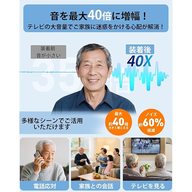 新品集音器 高齢者2025年最新音量増幅UPノイズ低減音声拡聴器20-30時間 集音器 高齢者 しゅうおんき【2025年革新型 7月新登場 小さい耳にも