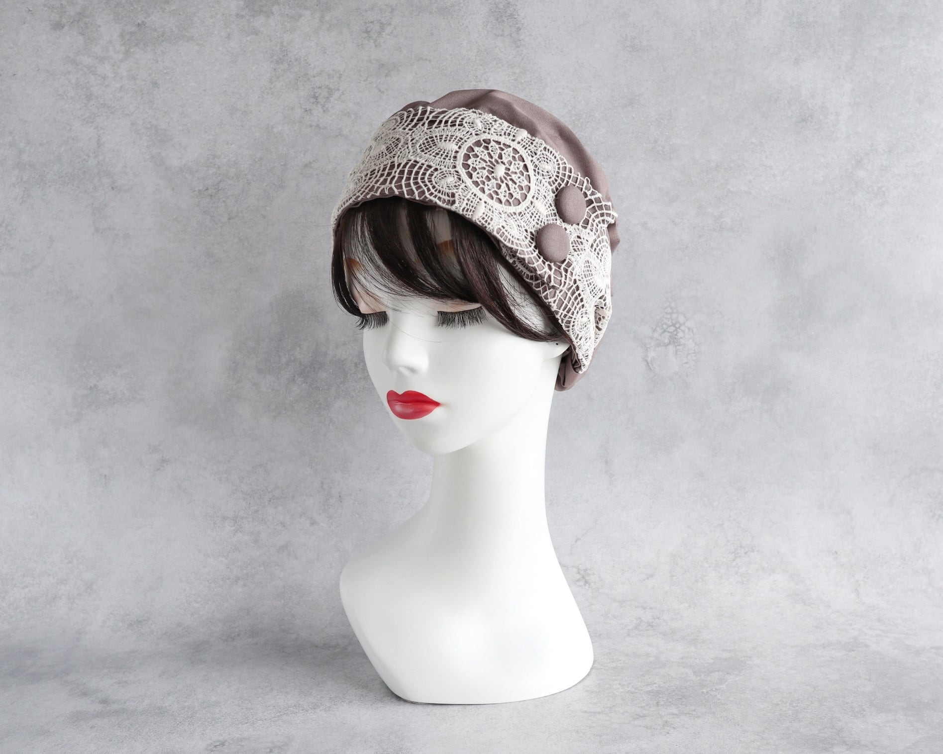 サッシュベルト|Antique Lace Ecru × Mauve|前髪ウィッグ付き