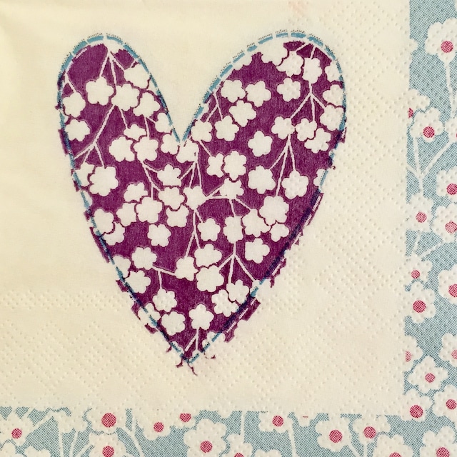 【ULSTER WEAVERS】バラ売り1枚 ポケットサイズ ペーパーナプキン VINTAGE HEARTS アイボリー