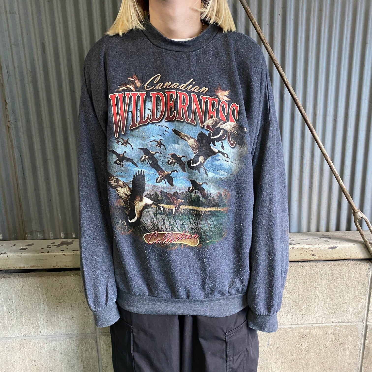 カナダ製 80年代〜90年代 WILDERNESS 鳥 アニマルプリント スウェット 