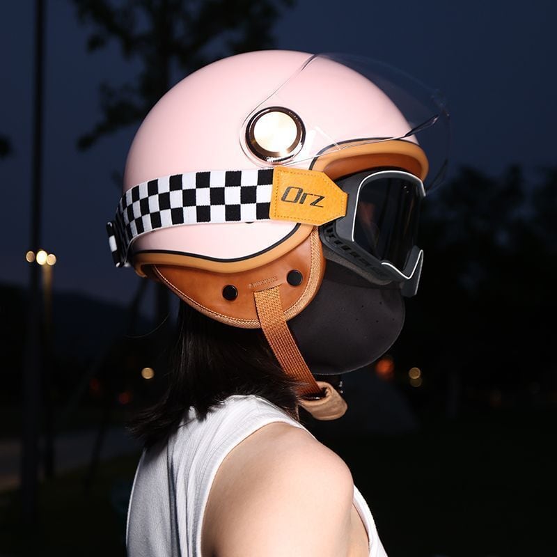 3C認証 ORZ レトロバイクヘルメット 男女兼用 電動スクーター対応 3/4