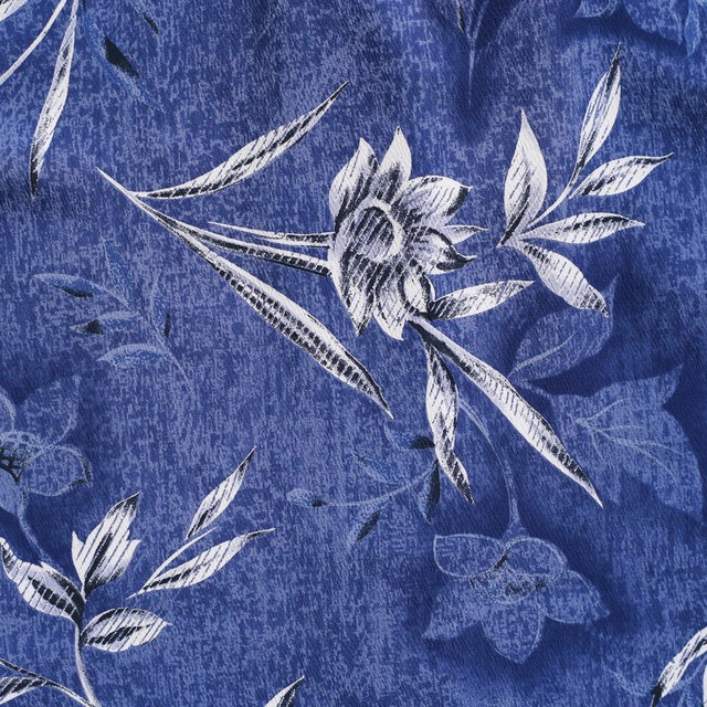 blue base art flower pattern l/s open collar shirt
