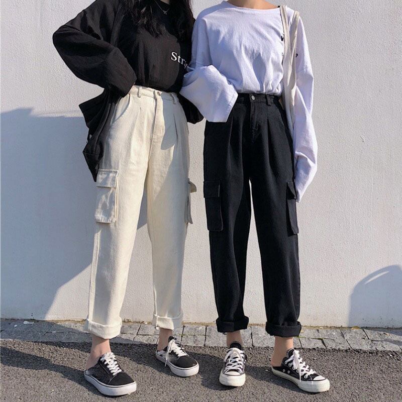 ルーズポケットパンツ ハイウェストウェストワイドレッグスプリング 春物 ワイドパンツ YY-ファッション7563803207