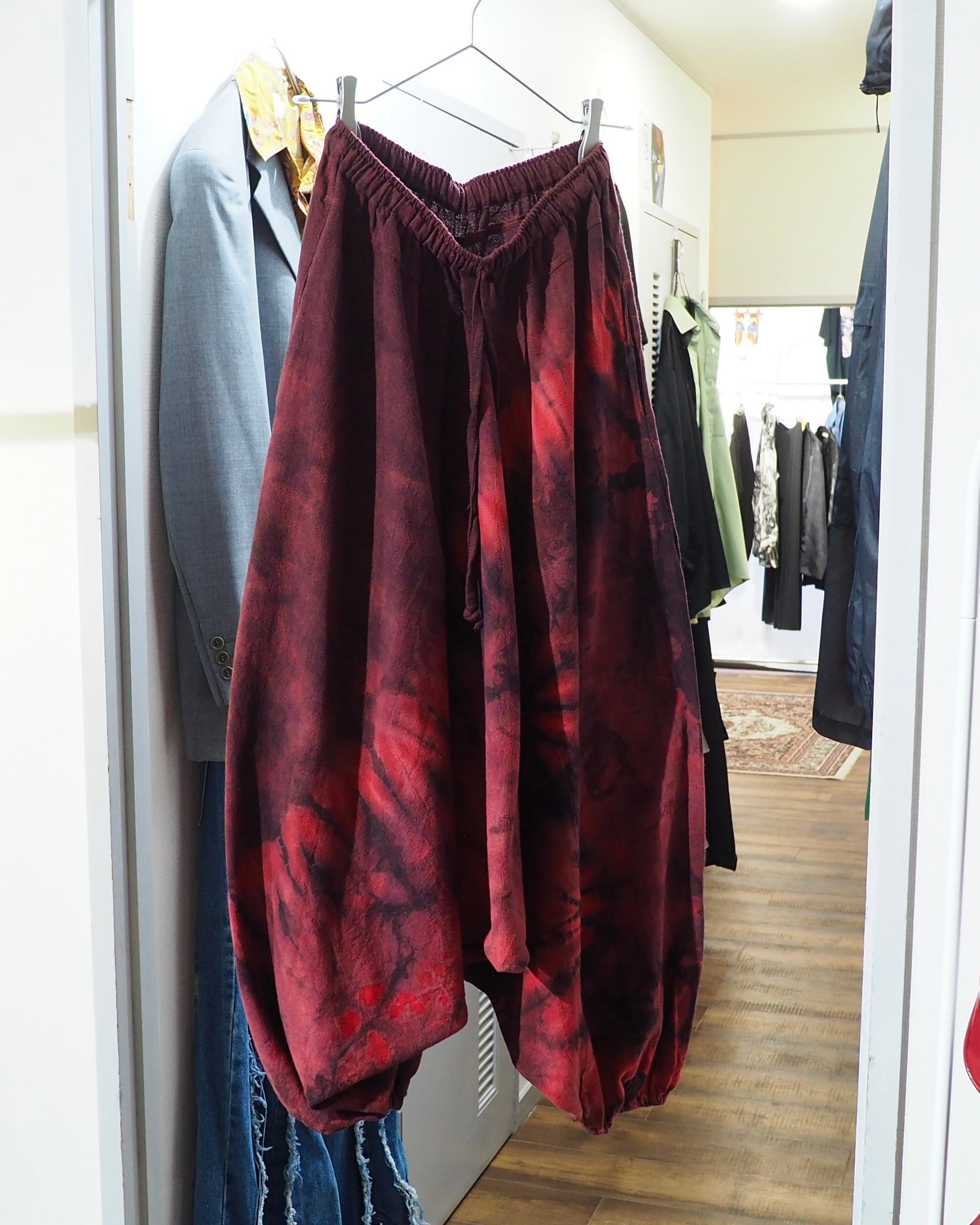 " 染色 " Beautiful Dark Bordeaux Over Dyed Sarouel Pants