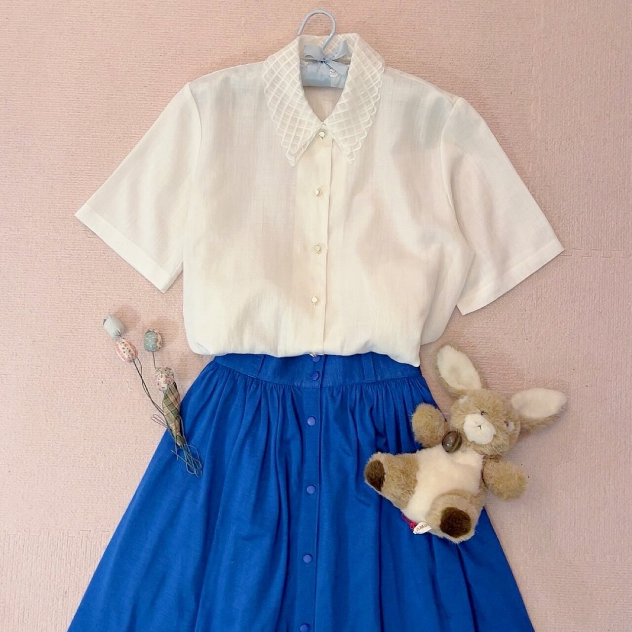 sheer plaid collar white blouse