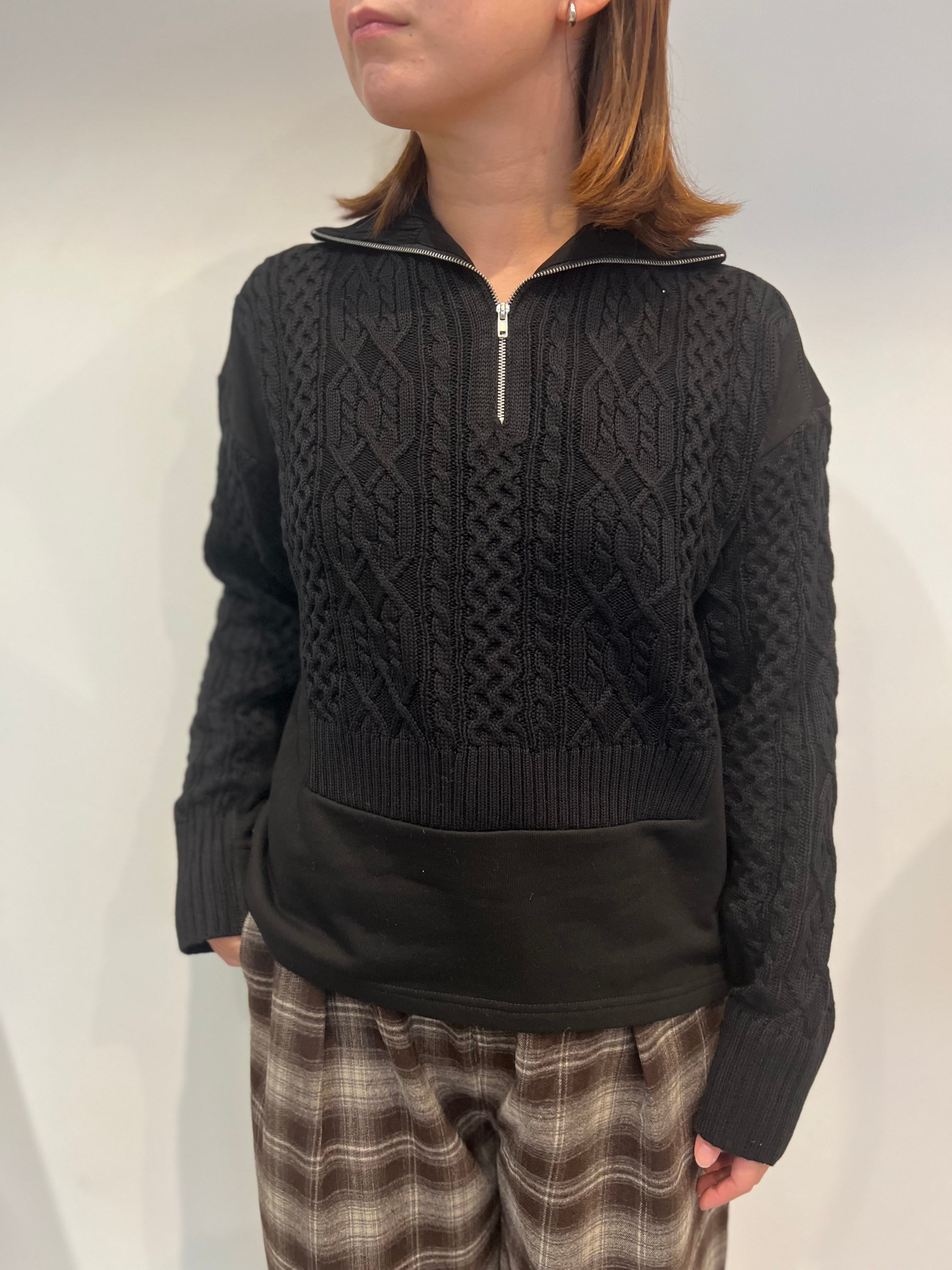 【SELECT】スウェット×ニット　ハーフZIP プルオーバー
