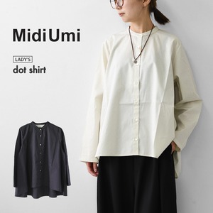 MidiUmi [ミディウミ] dot shirt [3-73972863] ドット シャツ・ドット柄・Aライン・ワイドサイズ・バンドカラー・LADY'S [2026AW]