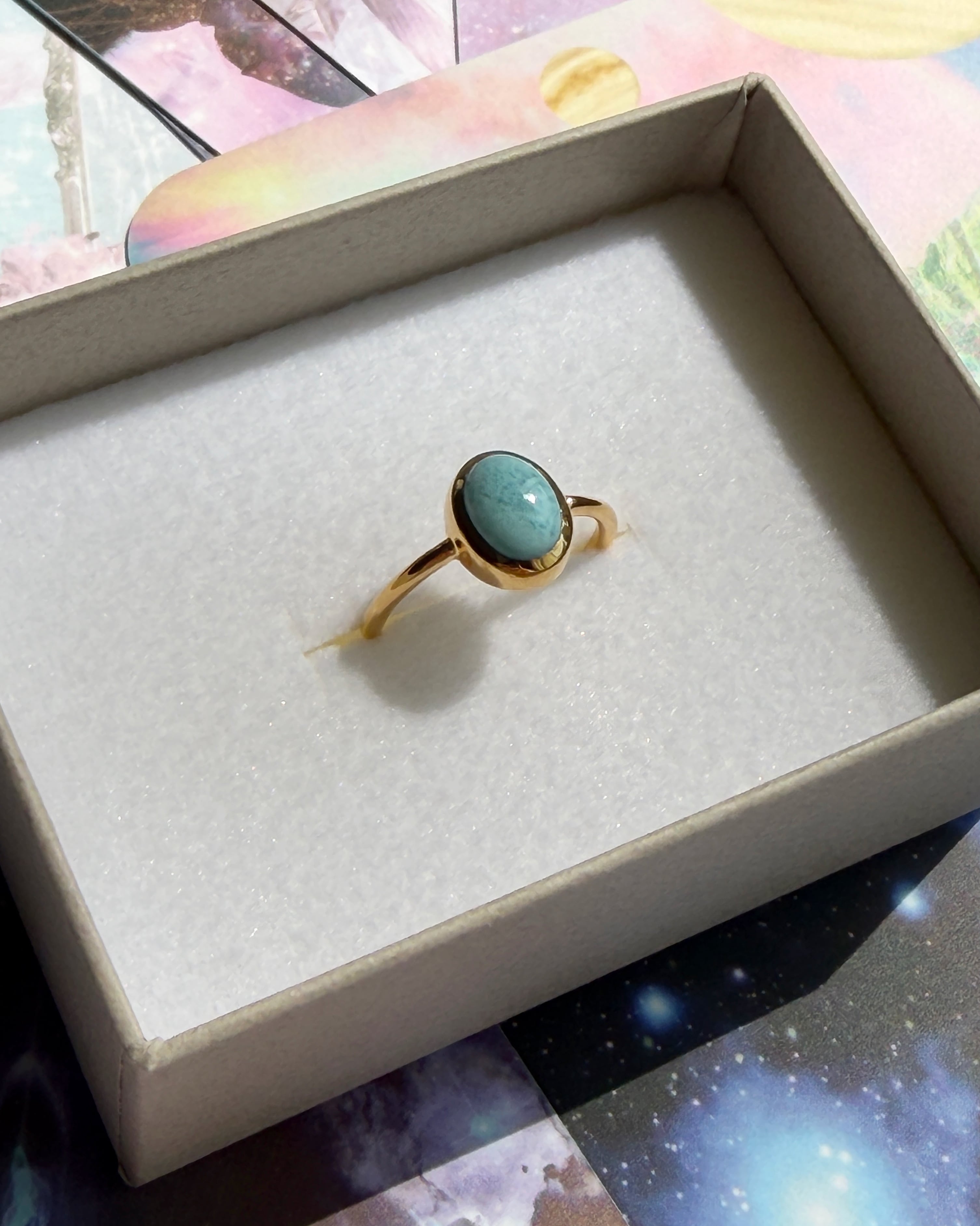 <個性あり>【oval ring】~ラリマー~