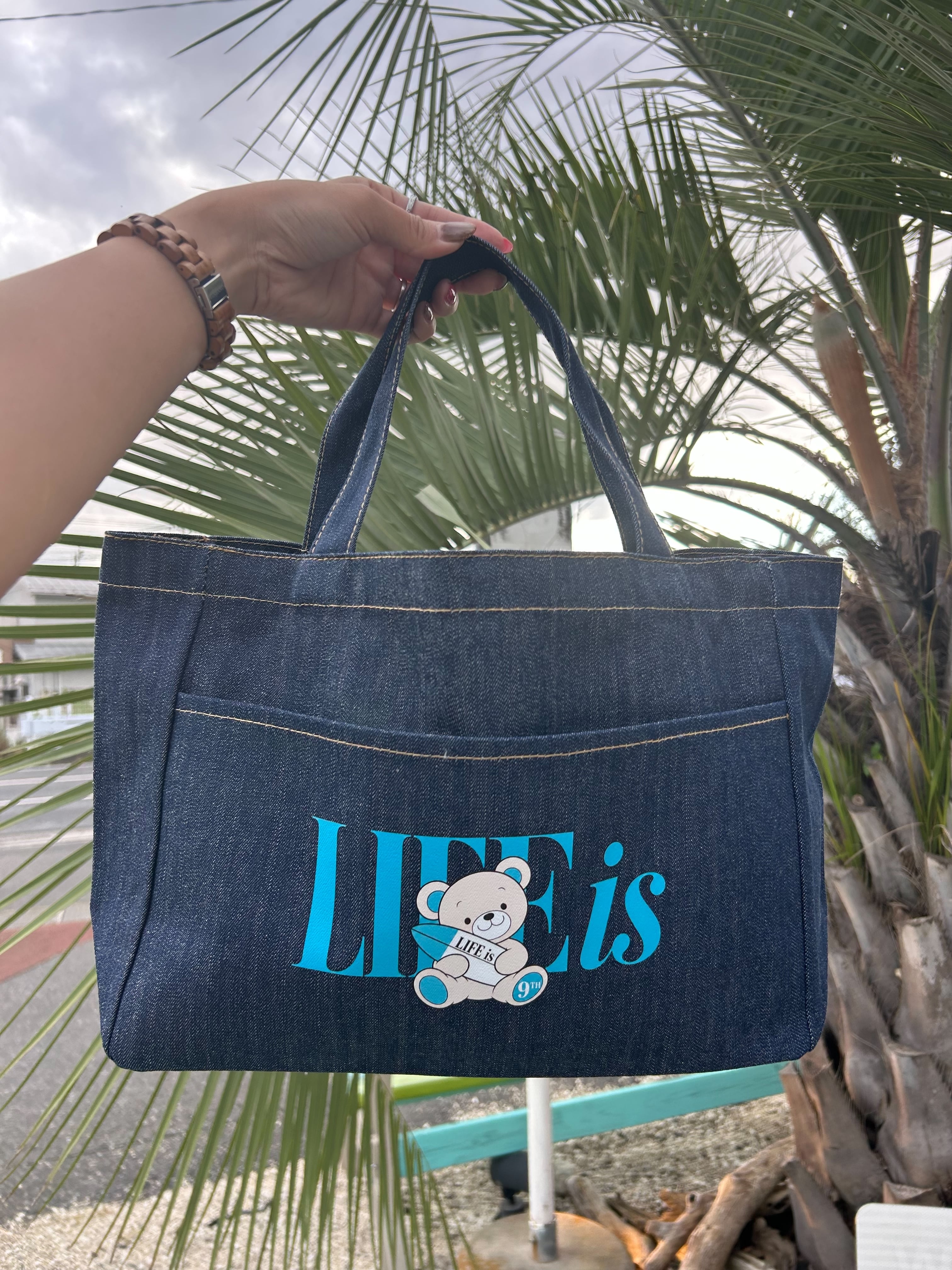 LIFE is 9thオリジナルベアデニムトートバッグ￥3500(3850）