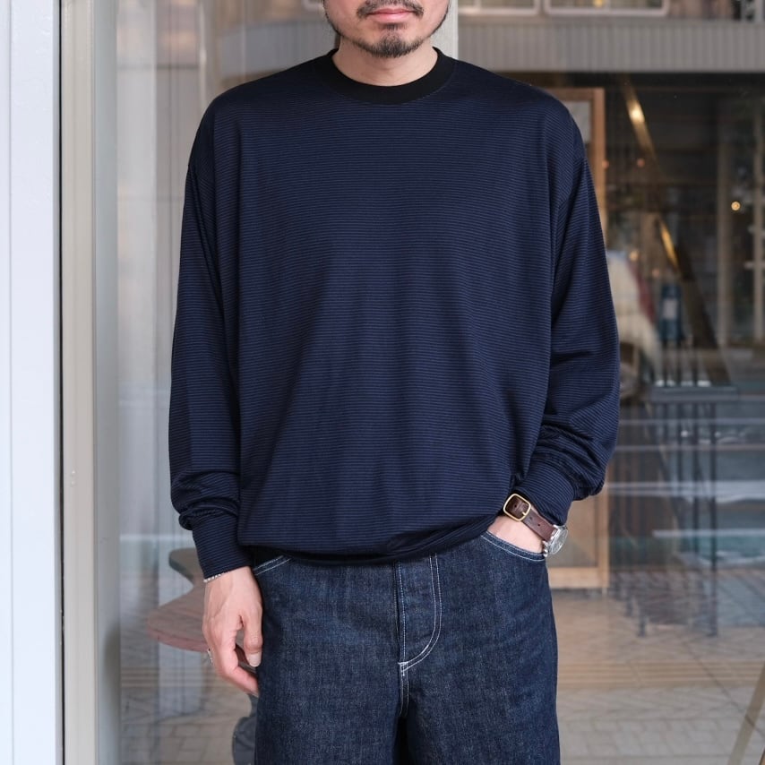 O_レイチョウルイMERINO SWEATSHIRT メリノウール　カットソー O-(オー/レイチョウルイラボ)“MERINO SWEATSHIRT Black Navy Night