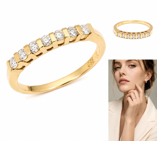VanCleef&Arpels ヴァンクリーフ&アーペル エタニティ バンドリング ダイヤモンド K18 YG イエローゴールド ヴィンテージ 指輪 48 希少 VCA ダイヤ