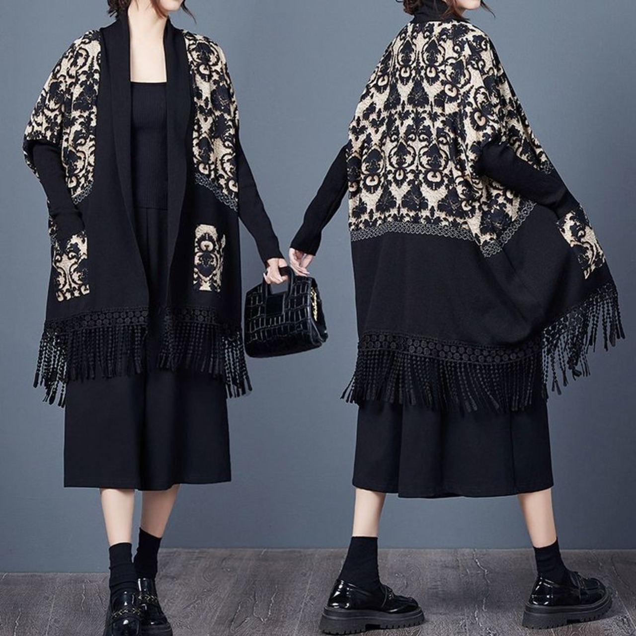 オープンフロント フリンジ カーディガン  00201