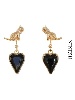 CAT black heart pierce【NINE1232】