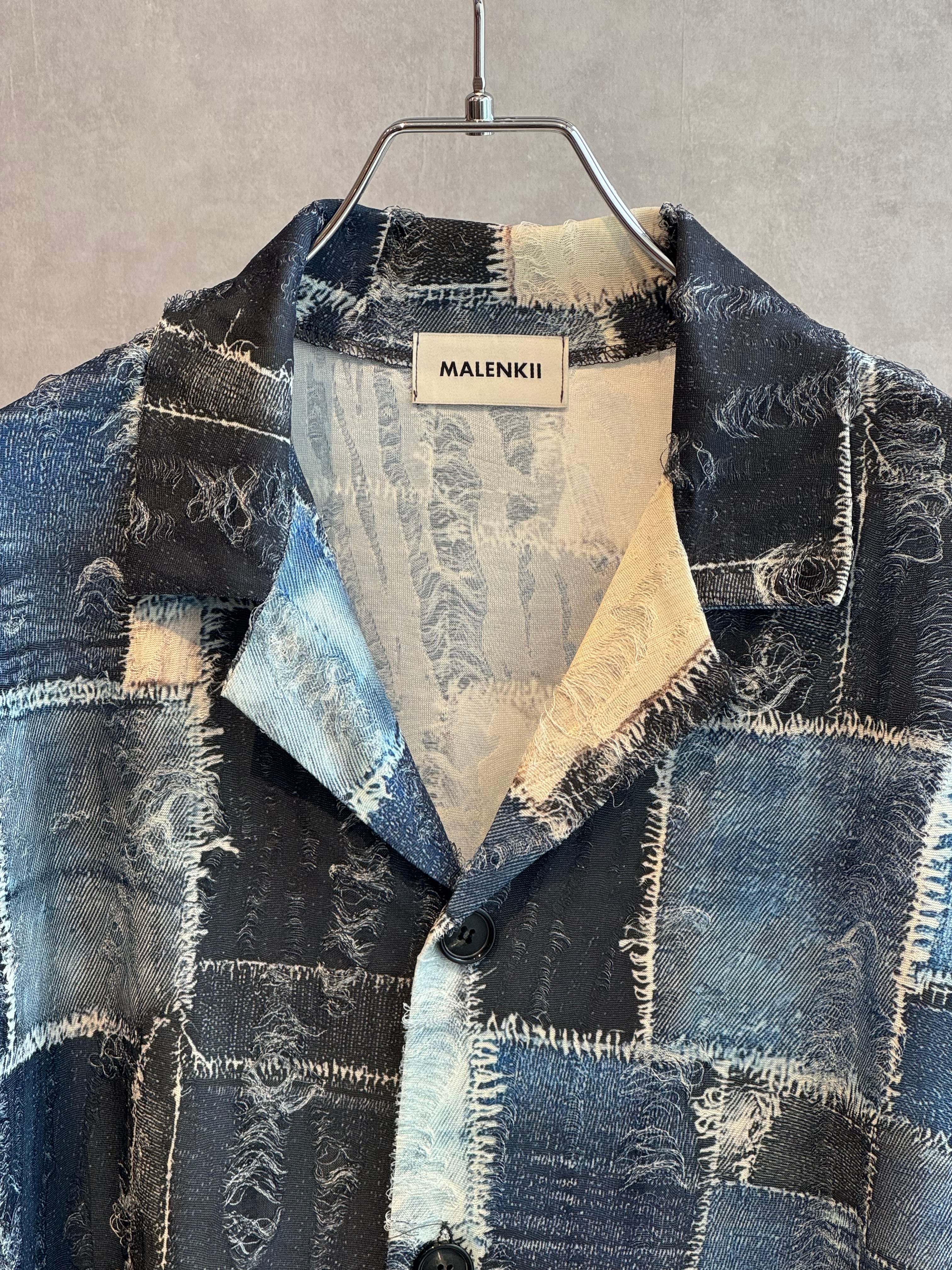 patchwork print damage shirt