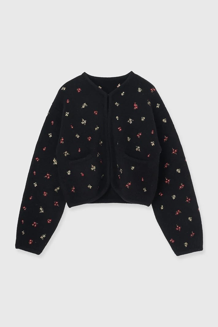 CREDONA FLOWER EMBROIDERY KNIT JACKET フラワーエンブロイダリー