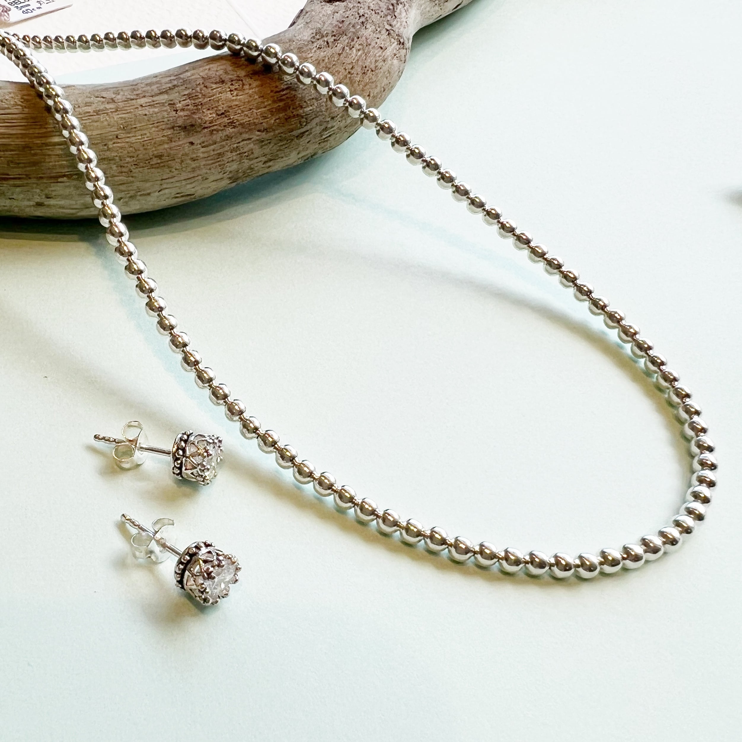 ナバホパール ネックレス 丸玉 3mm 55cm シャイニー 《Indian Jewelry