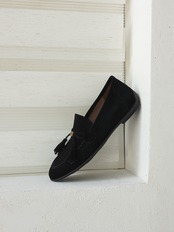 Bouclé Suede Tassel Loafers F0834