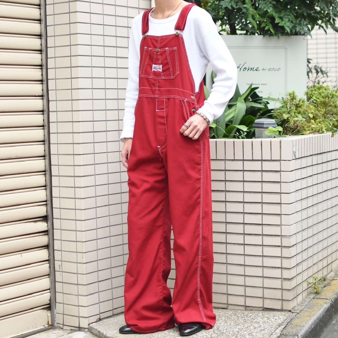 LIBERTY wide flare silhouette overall red
