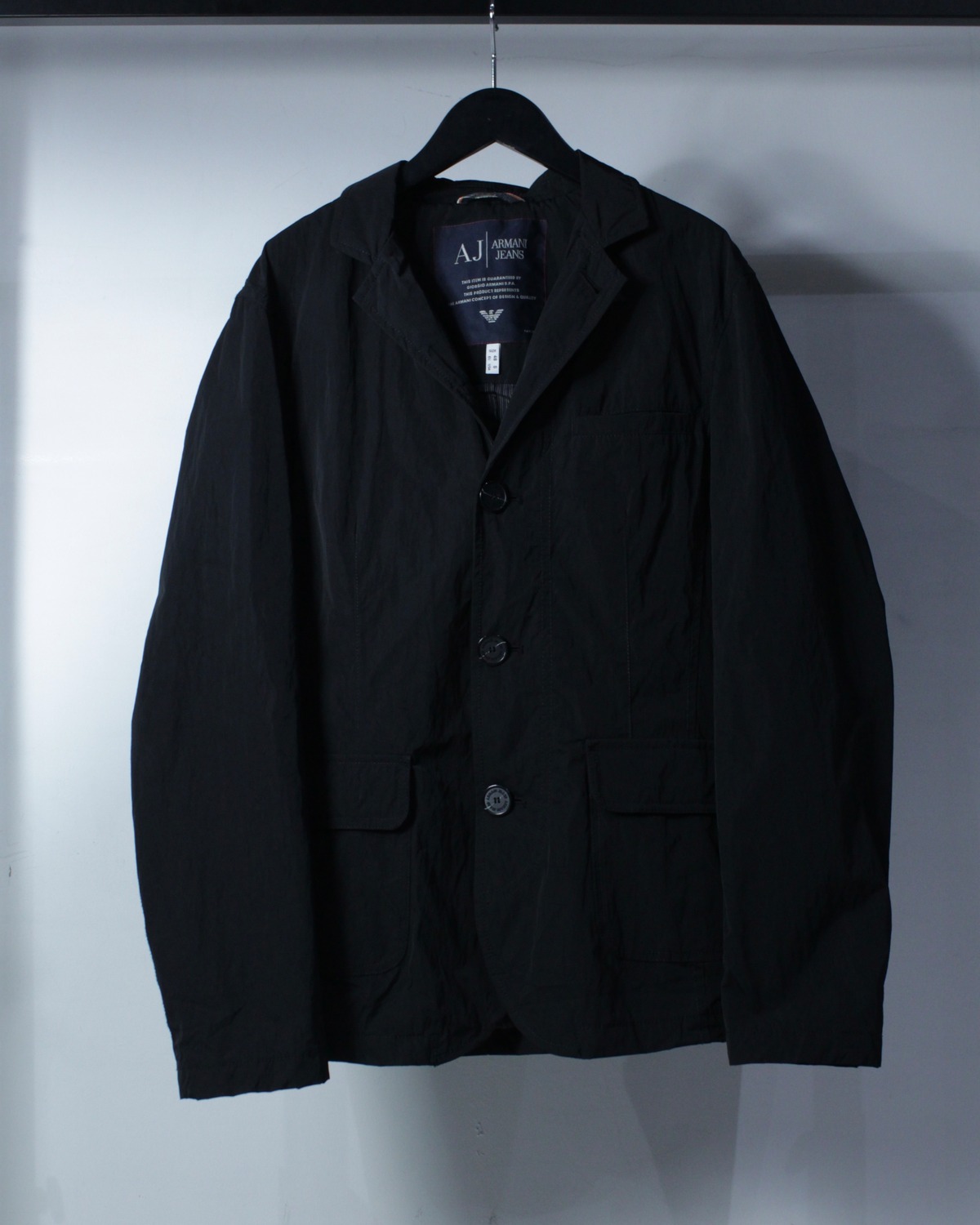 Caka BLACK】“ARMANI JEANS” Solid Black Loose Tailored Jacket 
