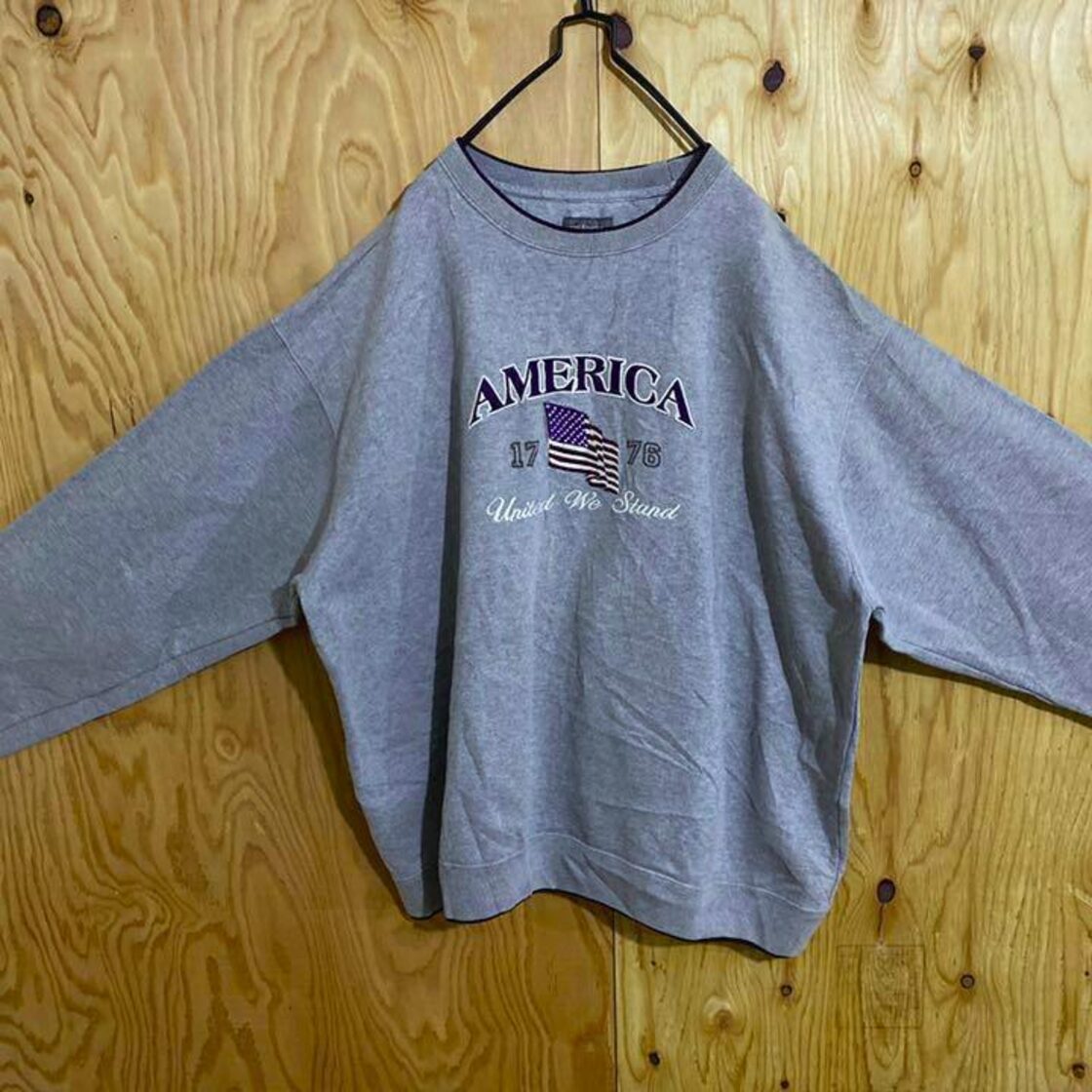 トレーナー USA古着 アメリカ 90s 長袖 スウェット グレー メンズ 灰色 