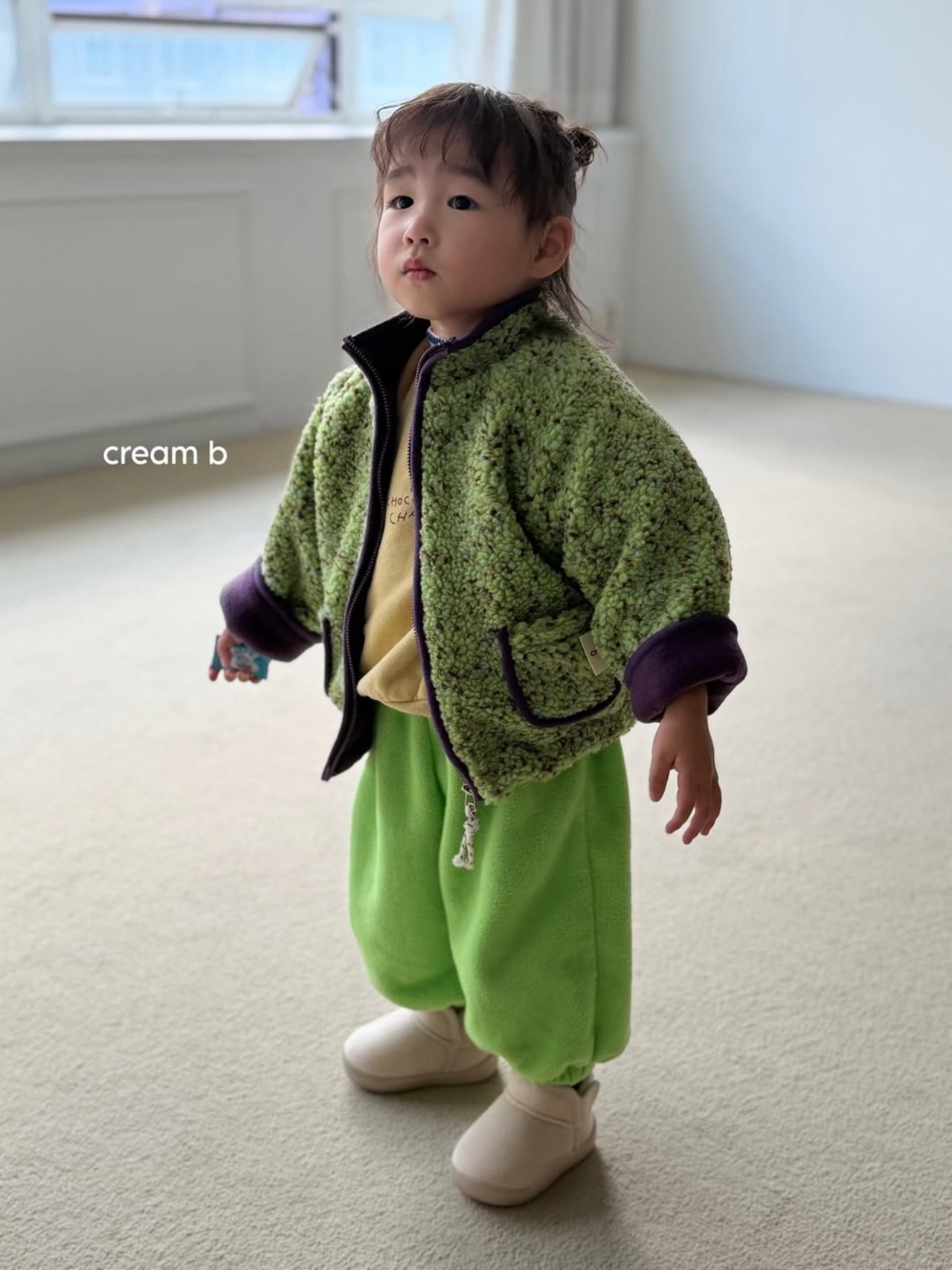 韓国子供服 / 26winter / cream bbang / スクリンクルフワフワジャンパー / キッズ / 冬服 *XS~XL*