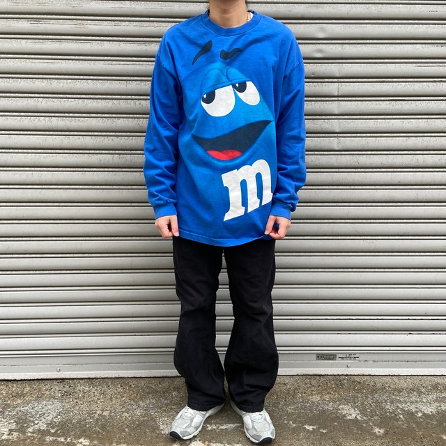 90s M&M's エムアンドエムズ キャラクタープリントロンT ブルー XL