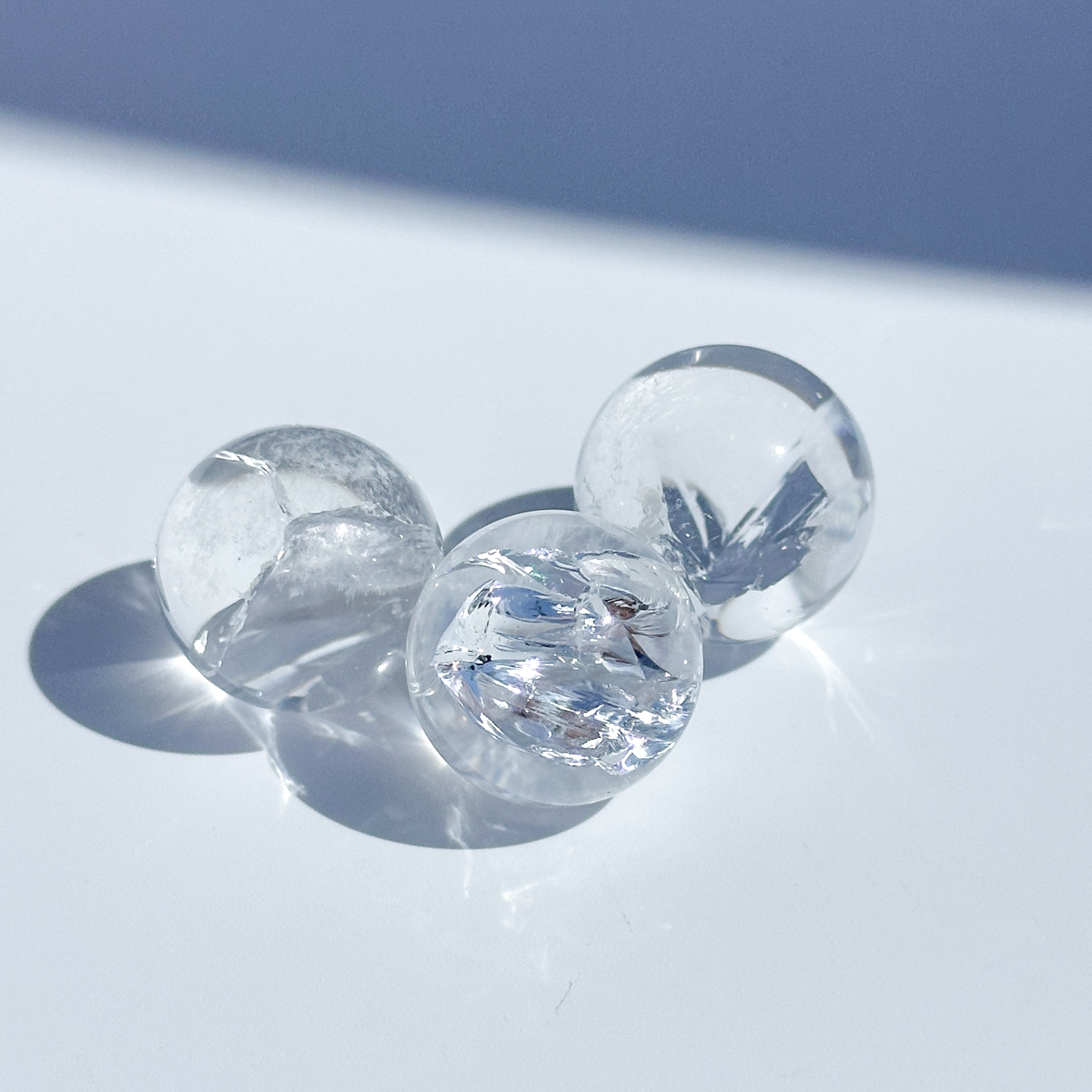 クリア(クラック)クォーツ スフィア 3個set 05◇ Clear Quartz ◇ 天然石・鉱物・パワーストーン
