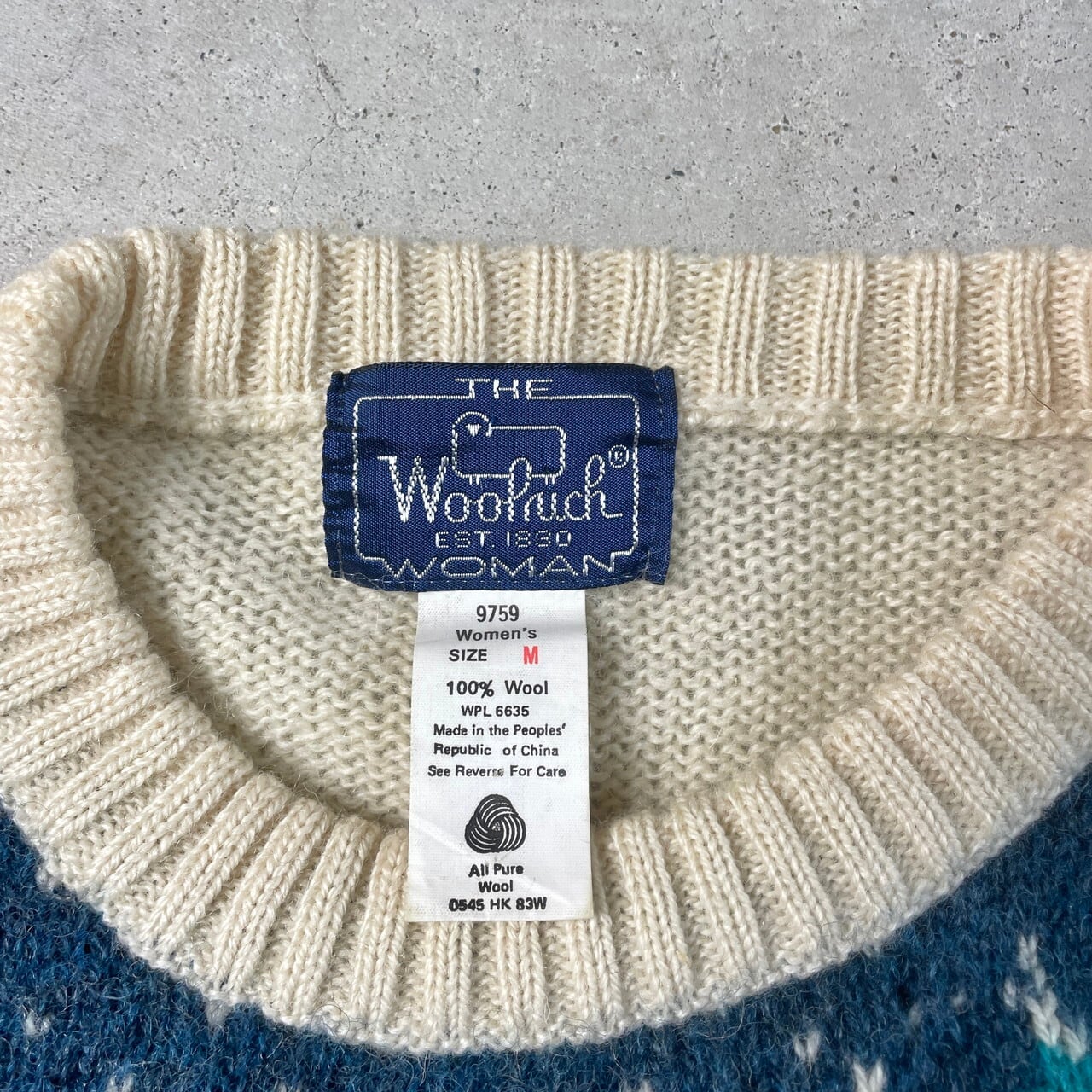 WOOLRICH ヴィンテージウールニット くま柄 スキー セーター USA古着 80年代 Woolrich WOMAN ウールリッチ ウールニットセーター スキー