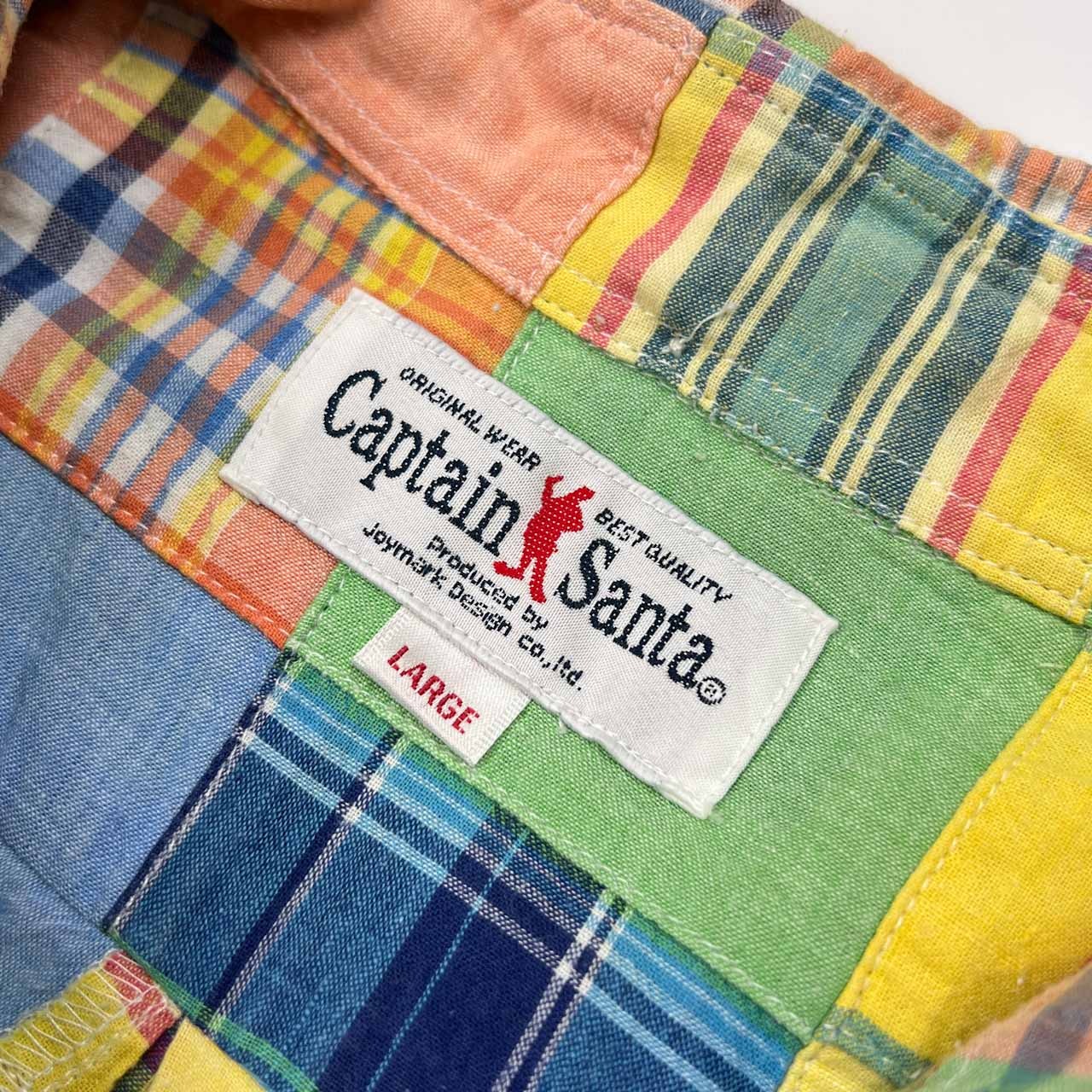 CAPTAIN SANTA キャプテンサンタ パッチワーク チェック柄 BD プルオーバー 半袖シャツ サイズ L /マルチ