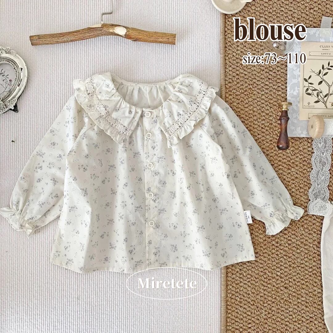 【取寄】繊細なフリル襟が可愛すぎる花柄ブラウス