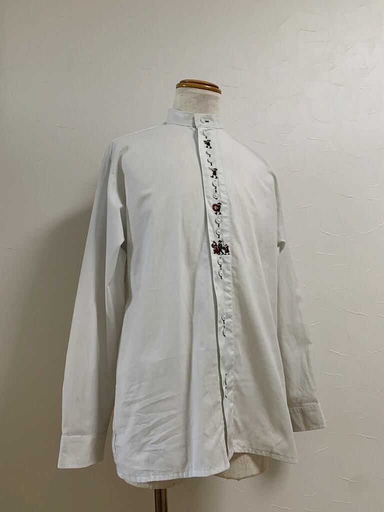 1980~90's Euro Embroidery No Collar Tyrolean Shirt