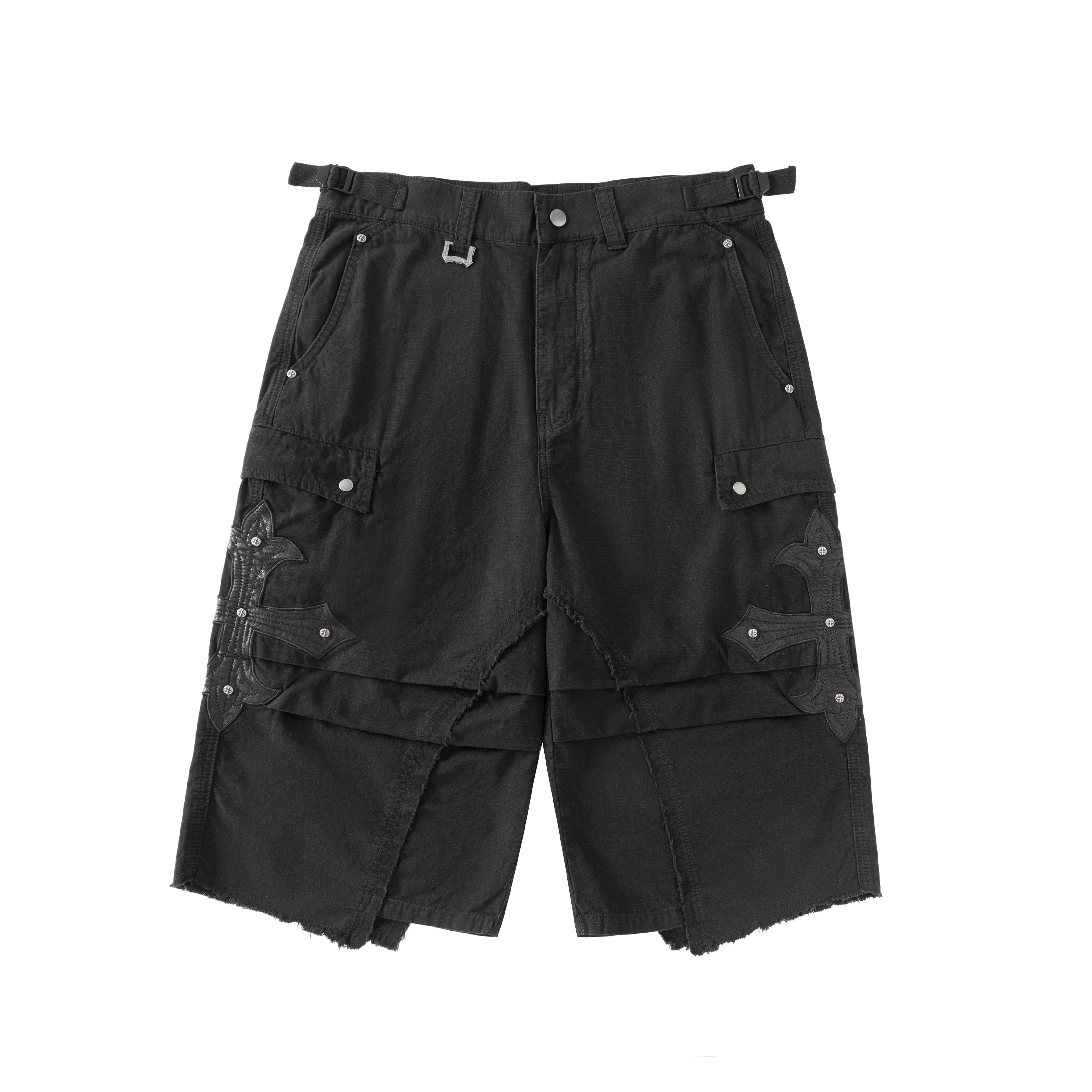 パンツ Cross Leather Patch BaggyShorts SUPPLIER SUPPLIER】Cross Leather Patch Baggy Shorts / Black | PARX