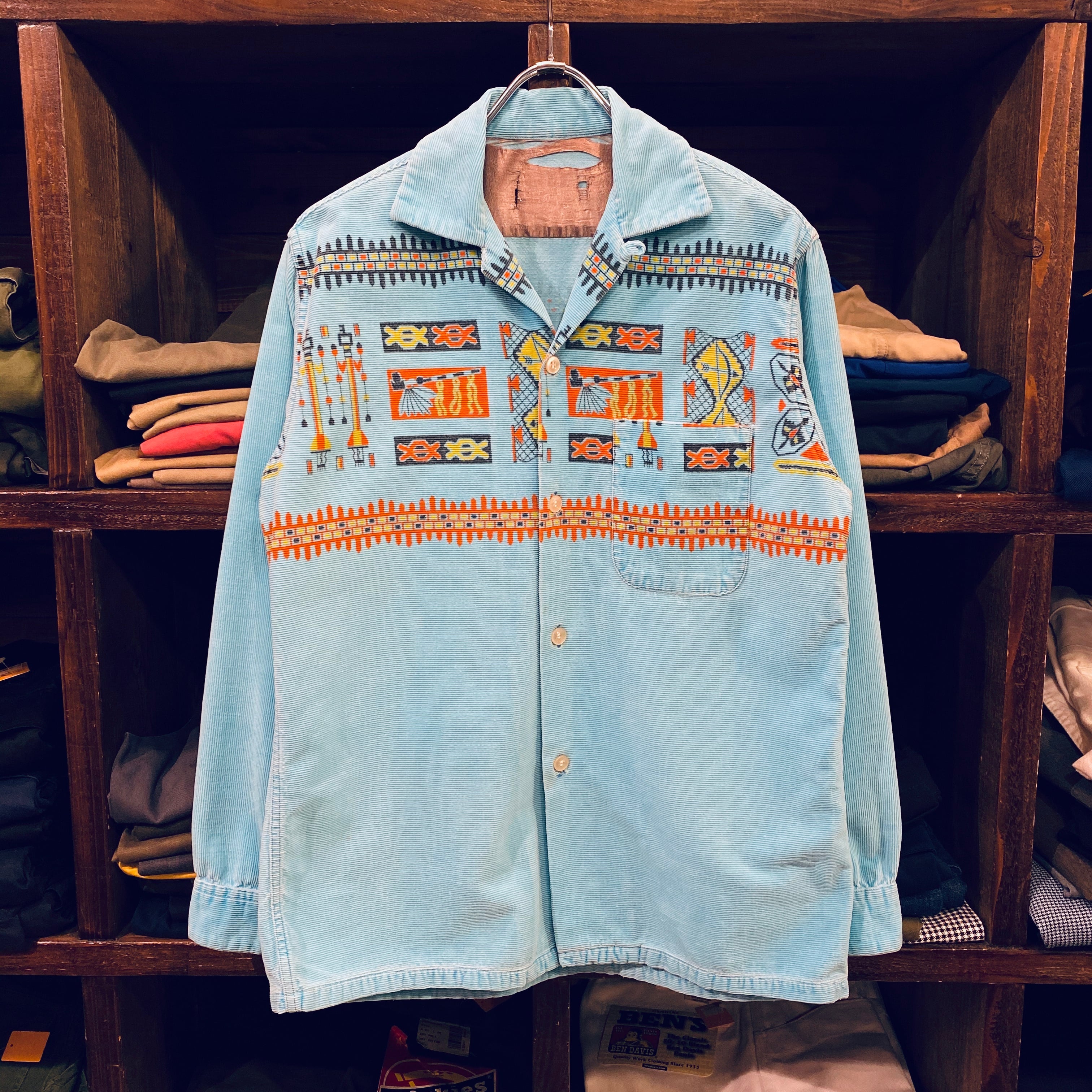 50s TOWNCRAFT プリント コーデュロイ シャツ | VOSTOK 