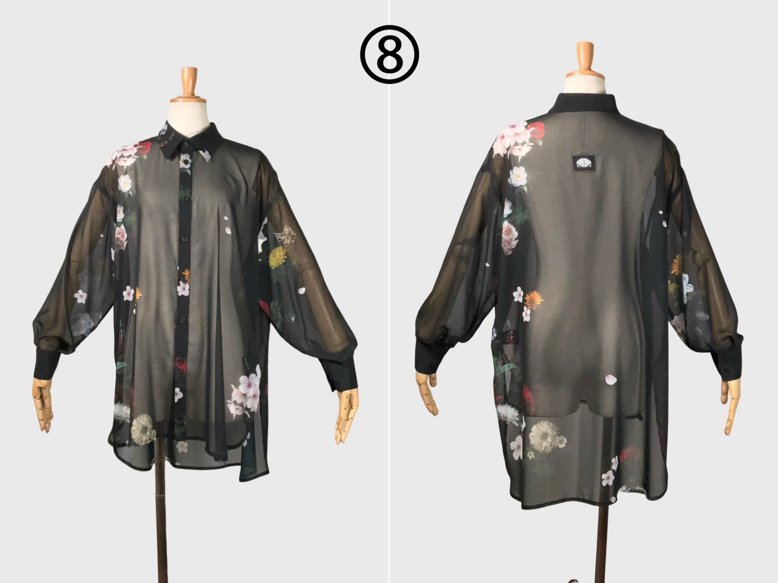 和花シースルーシャツ Japanese flowers see-through shirt | shiki