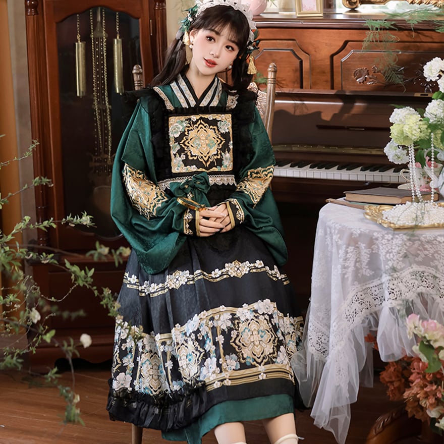 中華ゴシック メイド風 セットアップ 刺繍 クラシカル 民族風 漢服